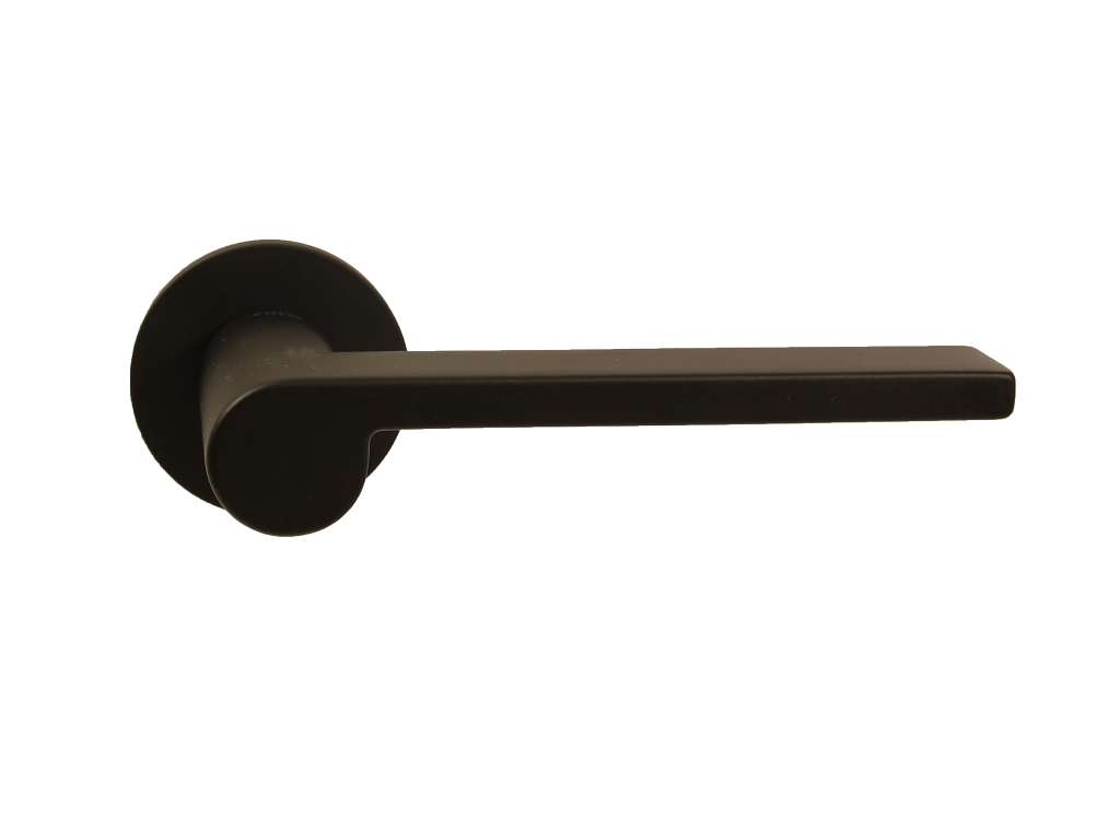 maniglia lev r6 s-no- smalto nero opaco ento.png Maniglia Lev R6 Rosetta Tonda d.50x6h Bocchetta Foro Chiave S-NO- Smalto Nero Opaco | Ento - immagine 1